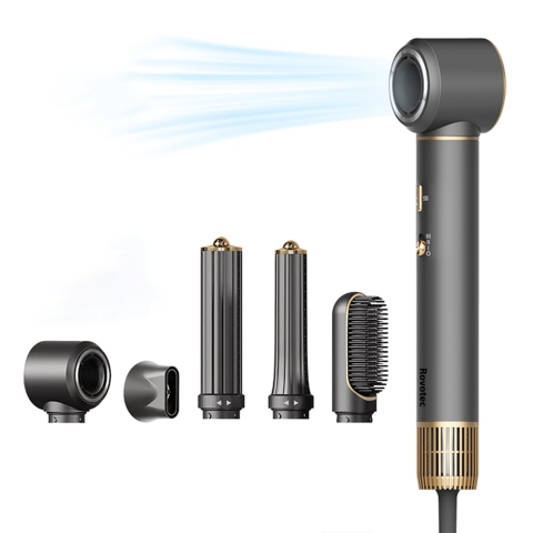 Ingrijire personala & Beauty - Ondulator Multistyler Rovotec 802A, 5 in 1, Tehnologie Coanda, Uscator Profesional, 1300 W, 3 Trepte de viteza, 4 Trepte de temperatura