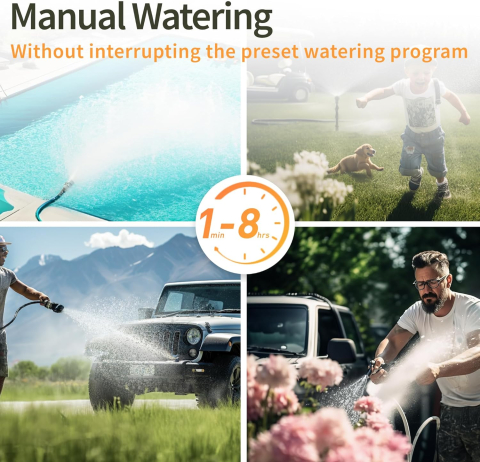 Programator automat pentru irigare Diivoo DI-WT08M-DEGN, 2 zone, IPX5, functie Rain Delay [4]