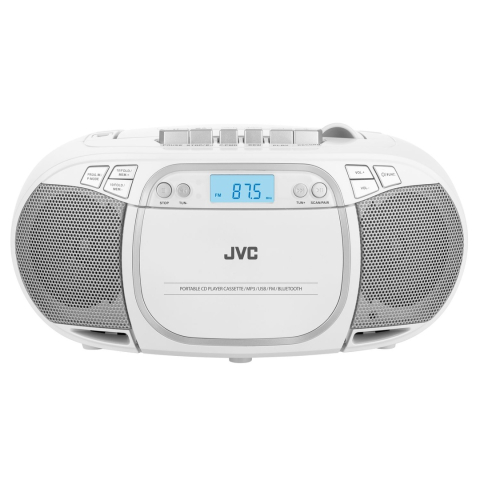 Electronice - Radio cu casetofon si player CD JVC RC-E451W, 2 x 1.6 W RMS, FM, Bluetooth, USB, MP3, AUX IN, alb