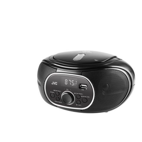 Electronice - Radio cu CD JVC RD-E221B, 2 x 1.3 W RMS, FM/USB/MP3, AUX IN, iesire pentru casti, negru