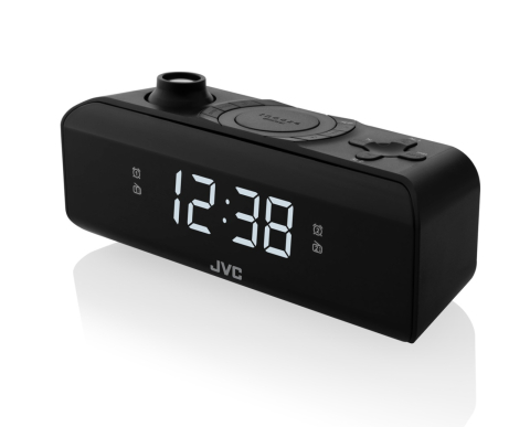 Electronice - Radio cu ceas si alarma JVC RA-E211B, proiectie ora, tuner digital FM/AM, setare luminozitate, negru