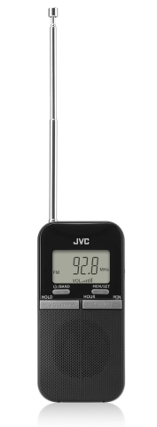Electronice - Radio de buzunar portabil JVC RA-E411B, Afisaj LCD, Tuner digital FM/AM, Negru