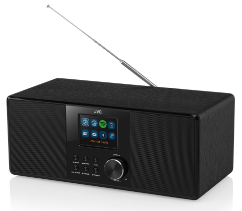 Sisteme audio - Radio internet JVC RA-E981B, 10W RMS, tuner DAB+/FM, Bluetooth, LCD 2.8", WiFi, Spotifiy Connect, telecomanda, USB, AUX, negru