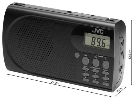 Radio portabil JVC RA-E431B, tuner digital FM, afisaj LCD, mufa jack pentru casti, ceas desteptator, antena, negru [5]