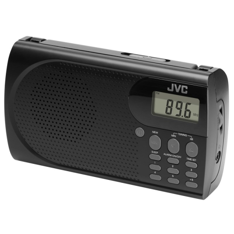 Radio portabil JVC RA-E431B, tuner digital FM, afisaj LCD, mufa jack pentru casti, ceas desteptator, antena, negru [1]