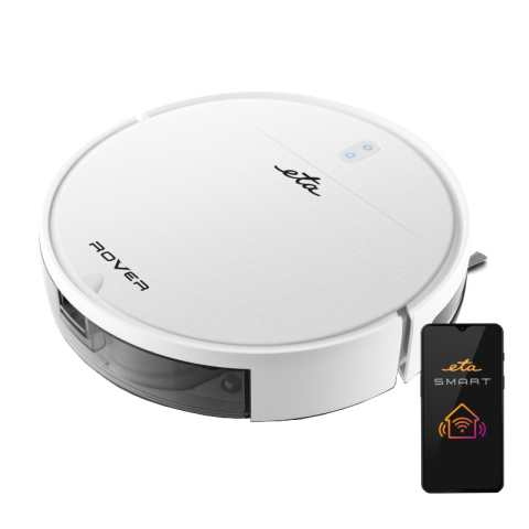Aspiratoare robot - Robot aspirator si mop ETA Rover 1248 90000, Li-Ion 14.4 V/ 2600 mAh, telecomanda, tehnologie SMART, alb