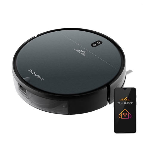 Aspiratoare robot - Robot aspirator si mop ETA Rover 1248 90010, Li-Ion 14.4 V/ 2600 mAh, telecomanda, tehnologie SMART, gri antracit