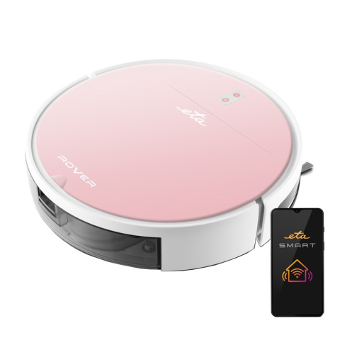 Aspiratoare robot - Robot aspirator si mop ETA Rover 1248 90030, Li-Ion 14.4 V/ 2600 mAh, telecomanda, tehnologie SMART, roz
