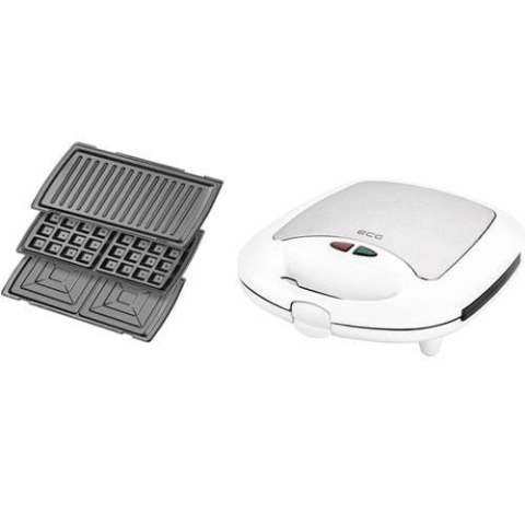 Sandwich-maker ECG S 399 3in1, alb, 700W, 3 tipuri de placi detasabile [1]