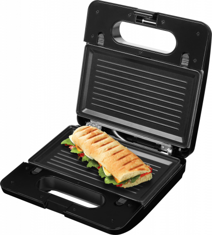 Sandwich-maker ECG S3173 3in1 Triangle, 750W, 3 tipuri de placi detasabile, negru-otel inoxidabil [8]