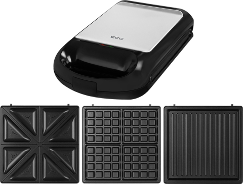 Sandwich maker grill ECG S 4310, 1200 W, 3 tipuri de placi interschimbabile 23 x 23 cm, unghi deschidere 105° [2]