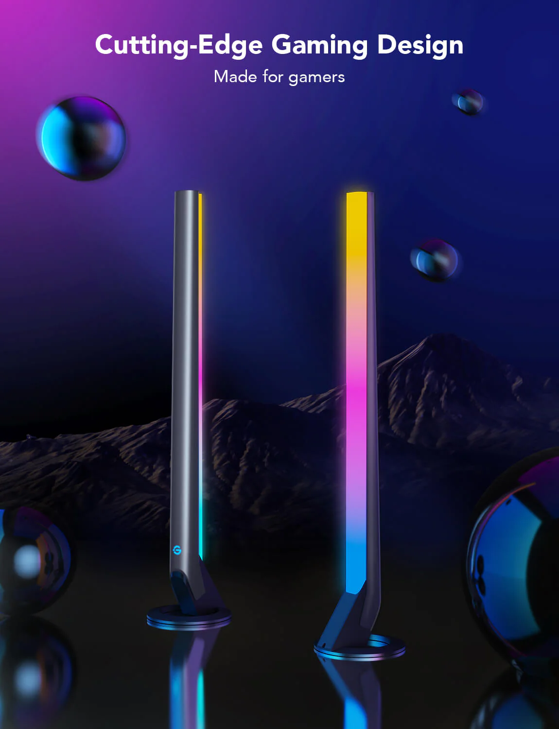 Set 2 buc lampa LED Govee H6047 RGBIC Wi-Fi Gaming Light Bars with Smart Controller, WiFi [3]