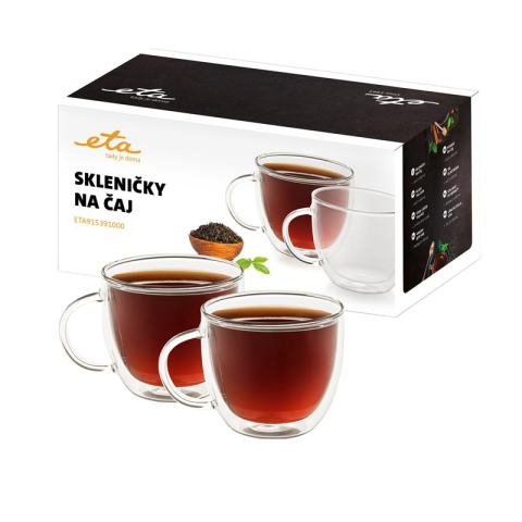Cafetiere si Espressoare - Set 2 cesti pentru ceai ETA 9153 91000, 2 x 400 ml, sticla borosilicata cu pereti dubli