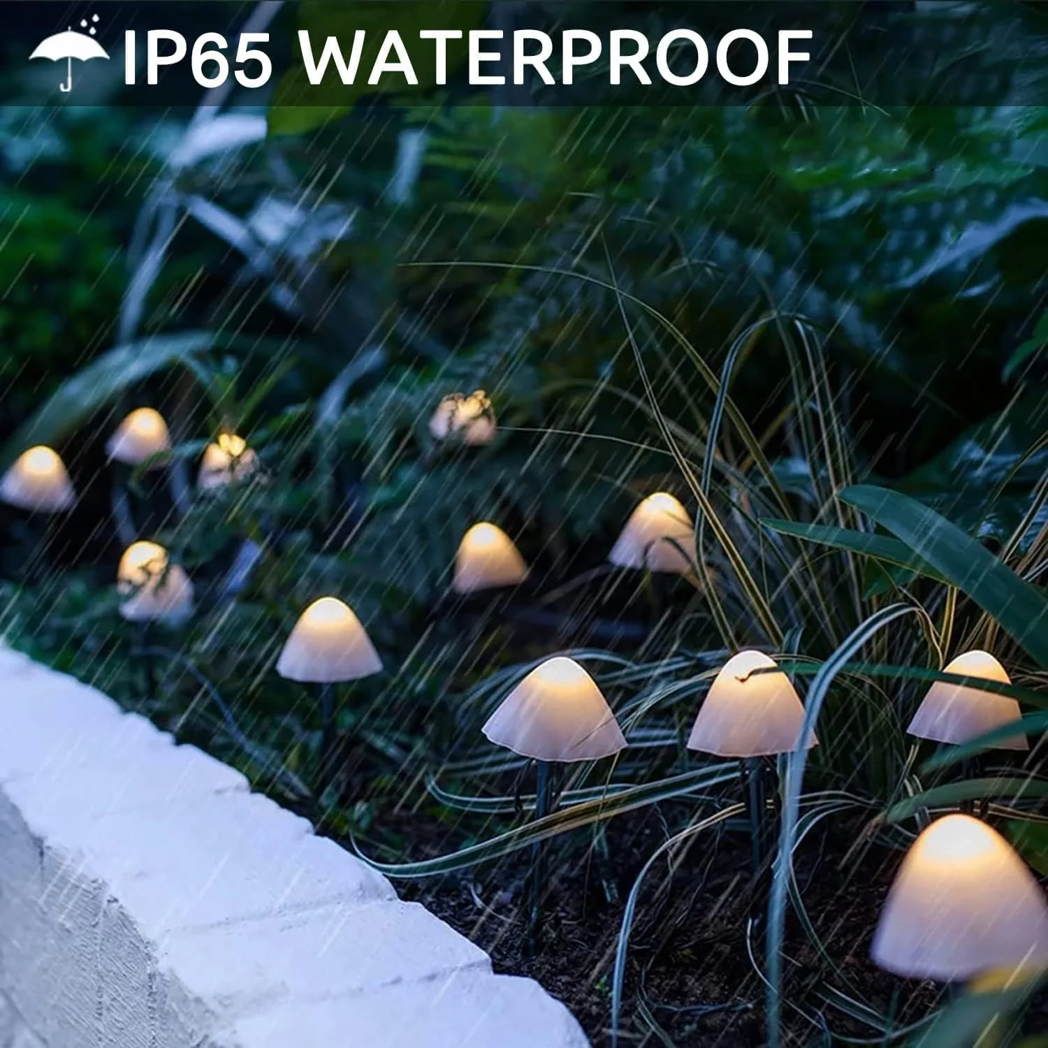 Set 30 lampi solare LED Rovo 01-Alb, ciupercute, lumina alb cald, 6.5m, 8 moduri [2]