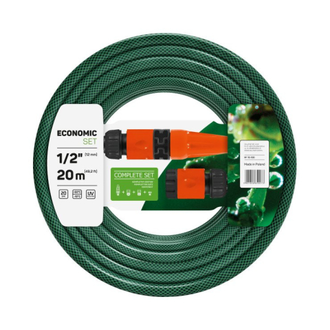 Gradinarit si plante - Set Furtun pentru gradina Cellfast ECONOMIC, 3 straturi cu armatura, 1 2   20m, protectie UV, stropitor, conector