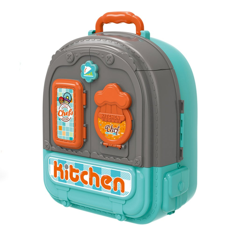 Set ghiozdan jucarie 3 in 1 Rovo 996, Bucatarie, Apartament Baietel, 86 piese, Albastru [3]