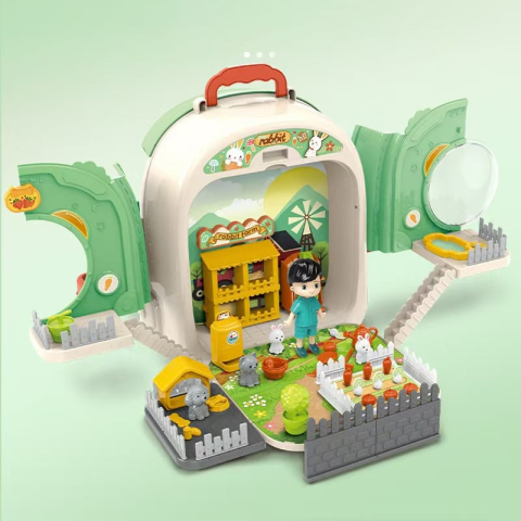 Set ghiozdan jucarie 3 in 1 Rovo 999-2, Iepuras, Fermier, Accesorii incluse [3]