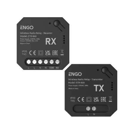 Smart Home - Set relee inteligent fără fir Engo ETR 868, 16A, NO/COM, RF 868Mhz - 230v