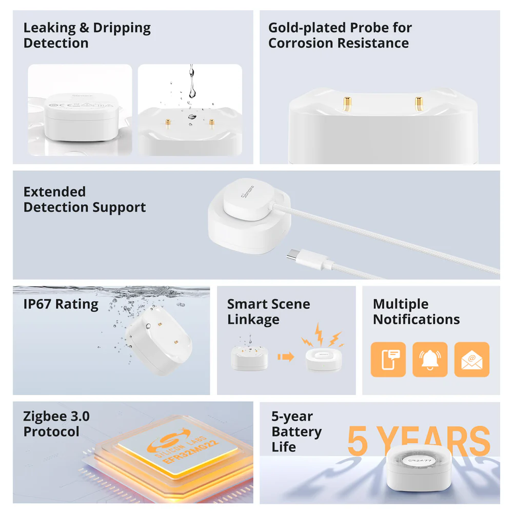 Sonoff SNZB-05P - Senzor Smart de Inundatie si Scurgeri Apa, Zigbee 3.0, IP67 [2]