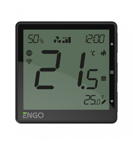 Incalzire in pardoseala - Termostat inteligent de camera ventiloconvector 230v - Engo EFAN-230B - WiFi - Tuya - Negru