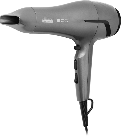 Ingrijire personala femei - Uscator de par cu ionizare ECG Modifica Grigio Grande, 2200 W, 2 viteze, 3 niveluri de temperatura, gri