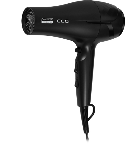 Ingrijire personala femei - Uscator de par cu ionizare ECG Modifica Nera Grande+, 2200 W, 2 viteze, 3 niveluri de temperatura, difuzor, negru