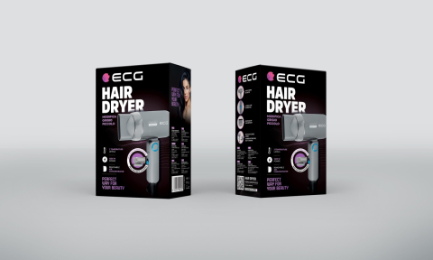 Uscator de par pentru voiaj ECG Grigio Piccolo, 1200 W, 2 viteze, 2 niveluri de temperatura, maner pliabil, gri [8]