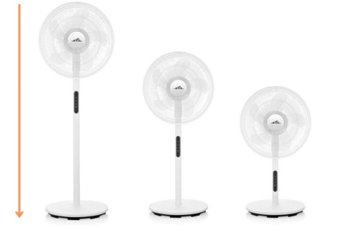 Ventilator cu picior ETA Breezo 460790000, design de lux, 60 W, 45 cm, 4 viteze, 5 palete, oscilatie, temporizator, LED, telecomanda, alb [10]