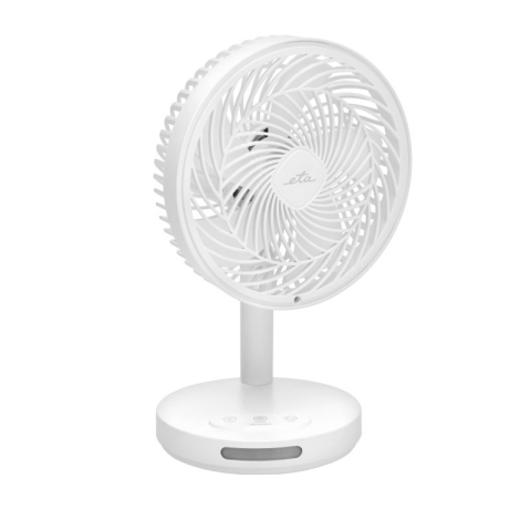 Ventilatoare - Ventilator de masa fara fir ETA Windy 0607 90000, 16.6 cm, 3 viteze, iluminare LED, alb