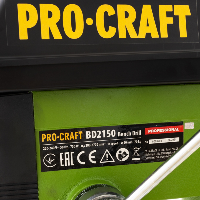 BD2150 bormasina de banc fixa cu coloana PROCRAFT, 64.60 kg , Putere 750W [6]
