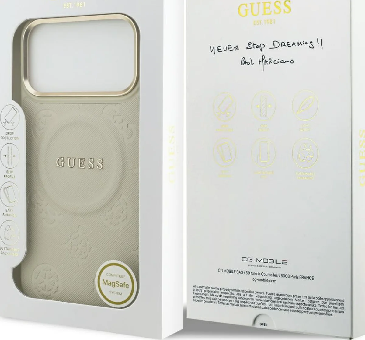Carcasă Guess Peony Hot Stamp MagSafe pentru iPhone 17 Pro Max bej (GUHMP17XPSAMSECE) [3]