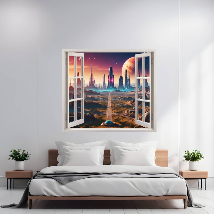 Folie imprimata color pentru decor perete locuinta, dimensiune 125 x 110cm, model: VIEW TO HAVEN 03 [1]