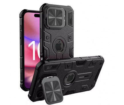 Husa iPhone 16 Pro Max MagSafe pentru Apple, Nillkin, CamShield Armor Prop, Neagra [2]