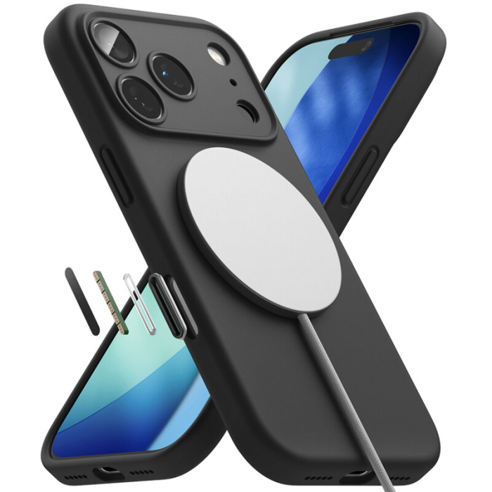 Husa iPhone 17 Pro Max Ringke Silicone Magnetic MagSafe, neagra [2]