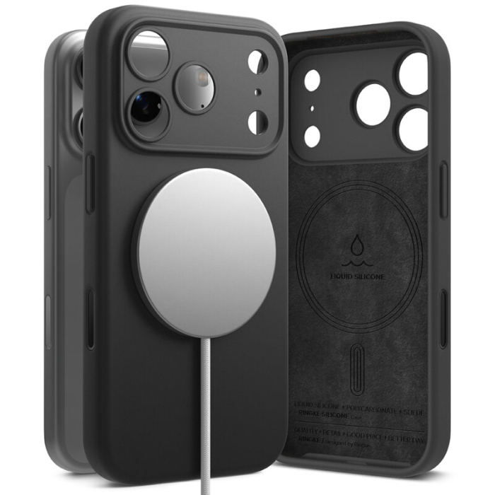 Husa iPhone 17 Pro Max Ringke Silicone Magnetic MagSafe, neagra [3]