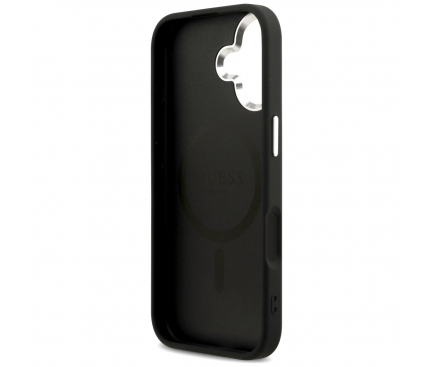 Husa MagSafe pentru Apple iPhone 17, Guess, Peony Hot Stamp Script, Neagra [3]