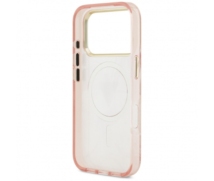 Husa MagSafe pentru Apple iPhone 17 Pro, Guess, Jungle Tonal Triangle, Roz [2]