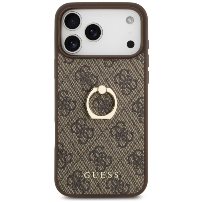 Husa originala Guess iPhone 17 Pro Max Hardcase 4G Ring Stand, maro, GUHCP17X4GMRBR [3]