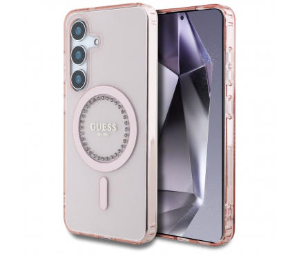 Husa Samsung Galaxy S25 Guess MagSafe  IML Rhinestone, Roz [2]