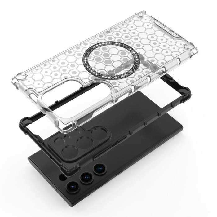 Husa transparenta Samsung Galaxy S24 Ultra Techsuit HoneyComb Shield MagSafe, alb [4]
