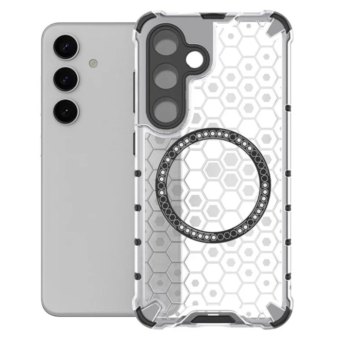 Husa transparenta Samsung Galaxy S25 Plus Techsuit HoneyComb Shield MagSafe, alb [2]