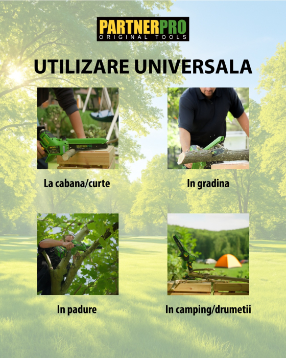 Mini Fierăstrău cu Lanț și Acumulator PPBS-84 PARTNERPRO, Brushless, 21V / 4Ah, Indicator sarcină [5]