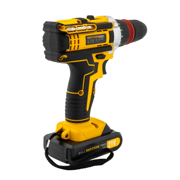 Trusa autofiletanta pe acumulator 21V ROTOR RCD21 + biti, 1350 RPM, Brushless [5]