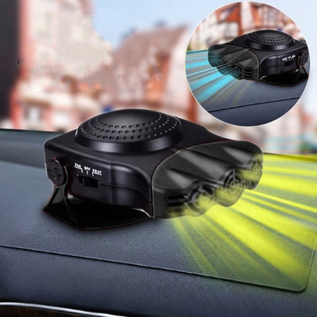 Accesorii Confort - Aeroterma Auto 2in1, Ventilate, Incalzire Rapida si Dezghetare Geamuri, 12V, Putere 150W, cu mufa de bricheta