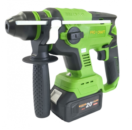 Rotopercutoare - Bormasina cu acumulator, Procraft PHA20 20V, 4 Ah, 1400 Rpm, 4500 percutii, Brushless, SDS