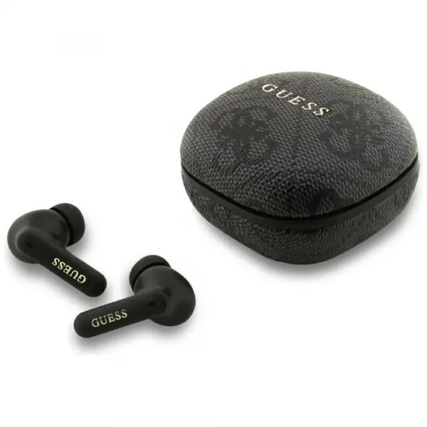 Casti wireless - Casti True Wireless Guess 4G Classic Metal Logo, Bluetooth, Negru