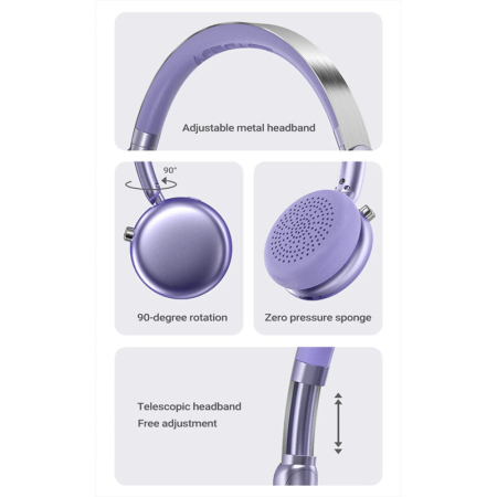 Casti Wireless Bluetooth, nivel Hi-Fi profesional Acefast H8, mov [2]