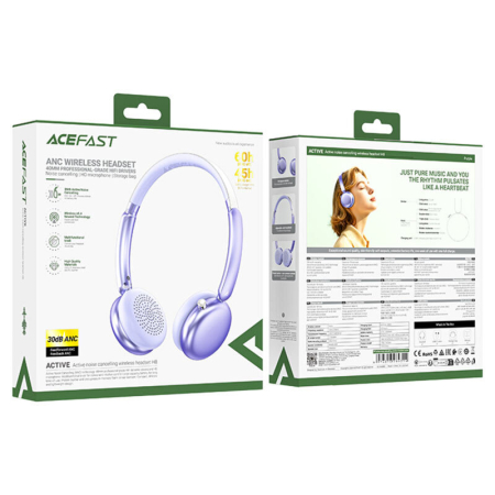 Casti Wireless Bluetooth, nivel Hi-Fi profesional Acefast H8, mov [1]