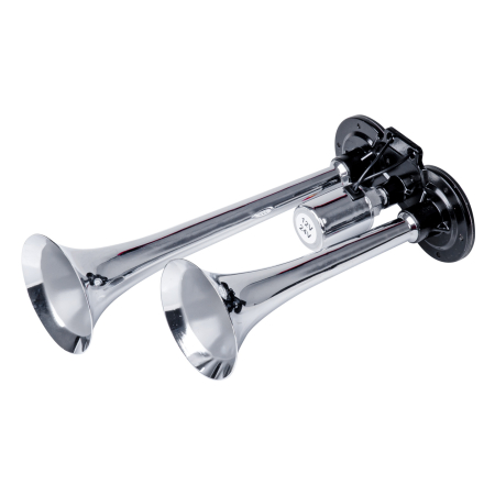 Sirene si Claxoane - Claxon Camion de tip "goarna", dublu, bitonal, finisaj cromat, alimentare 12V - 24V, 118 dB