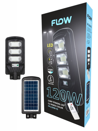  Becuri - Corp stradal LED cu panou solar 120W 6500K FLOW - FPL120W-CS